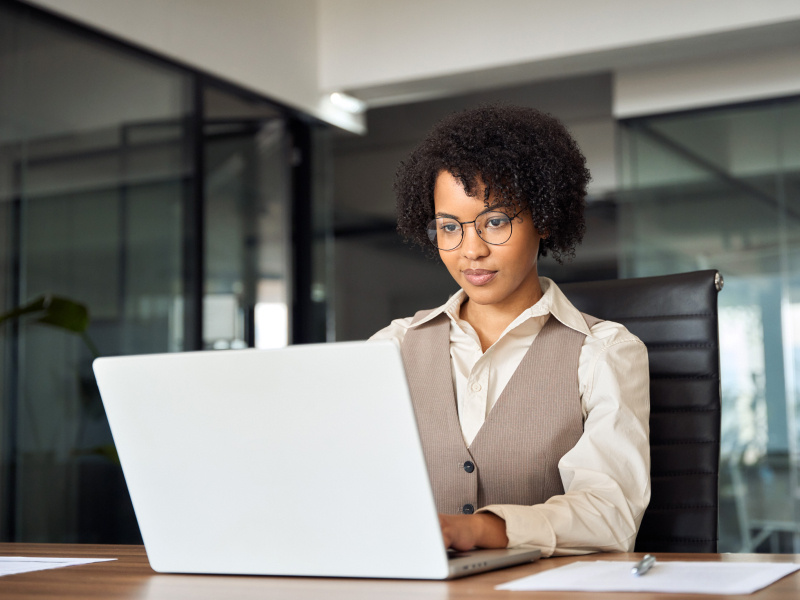 woman working on laptop
